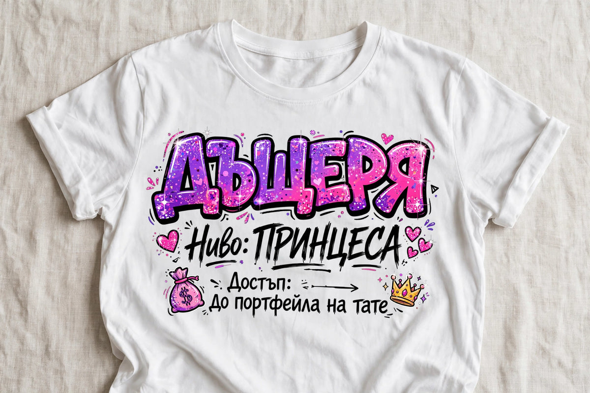 Семеен комплект тениски „Family Admin Level" — Мама, Тате, Дъщеря, Син